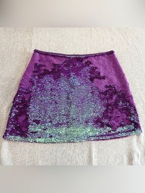 Wild Fable Purple And Green Sequin Mini Skirt